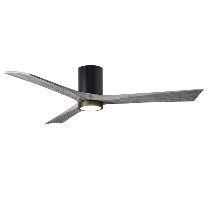 Matthews Fan Irene-HLK 60in 3-Blade LED Flush Ceiling Fan | Matte Black and Barn Wood Blades | Great Room & Covered Patio | Model IR3HLK-BK-BW-60