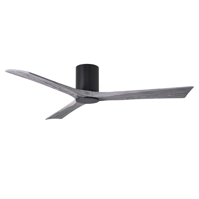 Matthews Fan Irene-HLK 60in 3-Blade LED Flush Ceiling Fan | Matte Black and Barn Wood Blades | Great Room & Covered Patio | Model IR3HLK-BK-BW-60