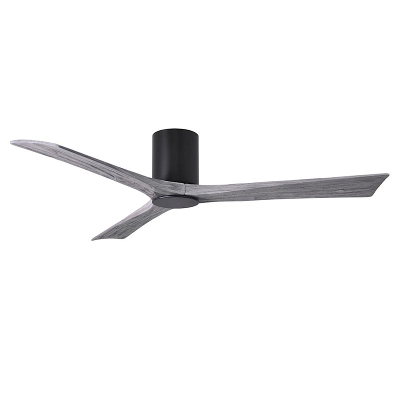 Matthews Fan Irene-HLK 60in 3-Blade LED Flush Ceiling Fan | Matte Black and Barn Wood Blades | Great Room & Covered Patio | Model IR3HLK-BK-BW-60