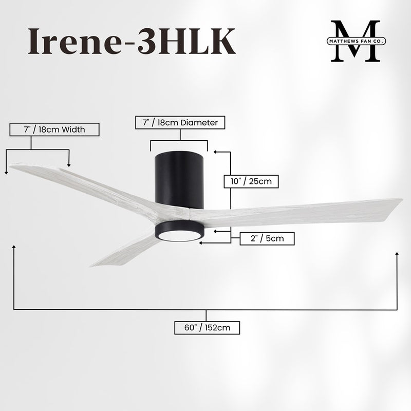 Matthews Fans Fan Irene-3HLK 60" 3 Blade LED, Matte Black