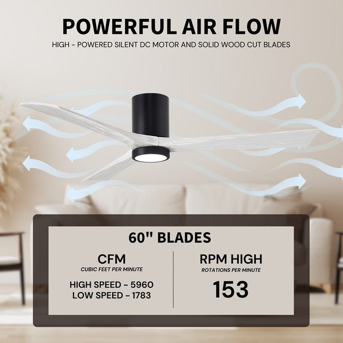 Matthews Fans Fan Irene-3HLK 60" 3 Blade LED, Matte Black