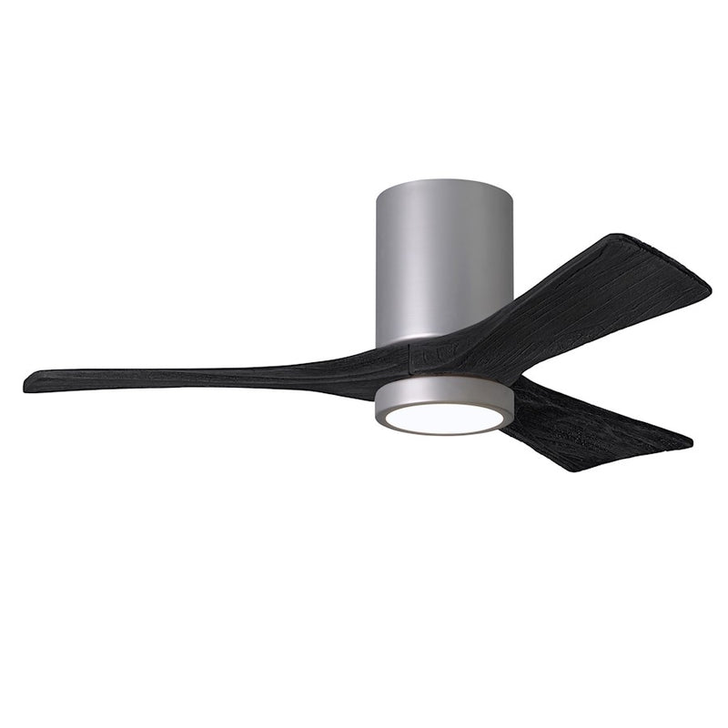 Matthews Fans Irene-3HLK 42in 3-Blade LED Ceiling Fan | Contemporary Brushed Nickel and Matte Black Wood | Covered Patio | Model IR3HLK-BN-BK-42