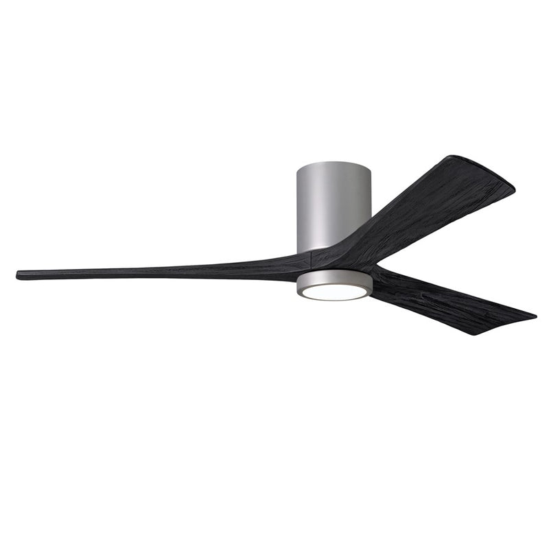 Matthews Fans Irene-3HLK 60in 3-Blade LED Ceiling Fan | Contemporary Brushed Nickel and Matte Black Solid Wood Blades | Great | Model IR3HLK-BN-BK-60