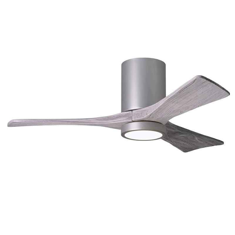 Matthews Fan Irene-HLK 42in 3-Blade LED Flush Ceiling Fan | Modern Brushed Nickel and Barn Wood | Bedroom & Living Room | Model IR3HLK-BN-BW-42