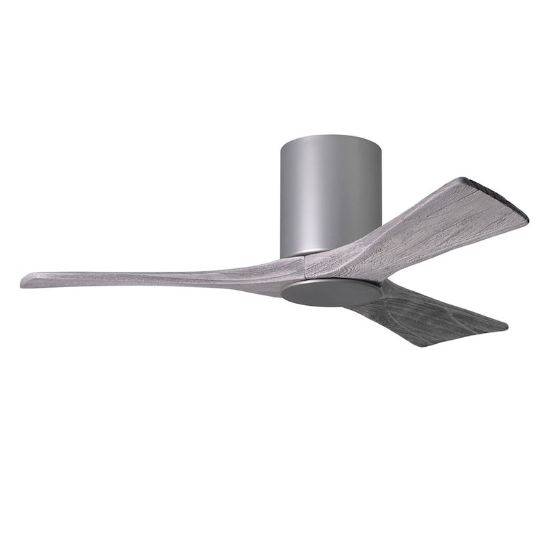 Matthews Fan Irene-HLK 42in 3-Blade LED Flush Ceiling Fan | Modern Brushed Nickel and Barn Wood | Bedroom & Living Room | Model IR3HLK-BN-BW-42