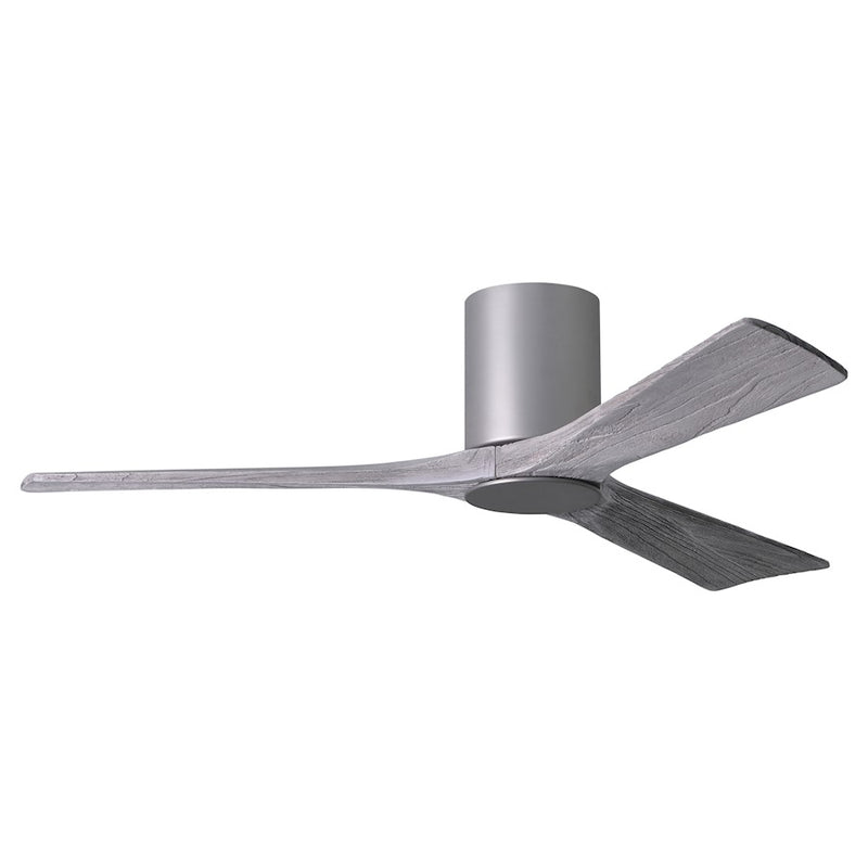 Matthews Fan Irene-HLK 52in 3-Blade LED Flush Ceiling Fan | Modern Brushed Nickel and Barn Wood | Bedroom & Living Room | Model IR3HLK-BN-BW-52