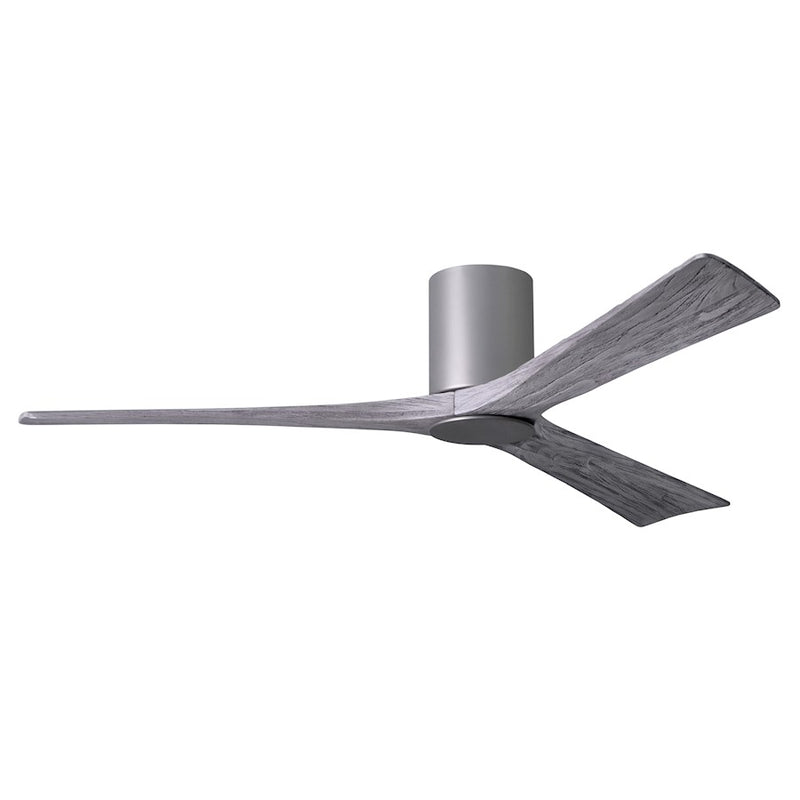 Matthews Fan Irene-HLK 60in 3-Blade LED Flush Ceiling Fan | Modern Brushed Nickel and Barn Wood | Bedroom & Living Room | Model IR3HLK-BN-BW-60