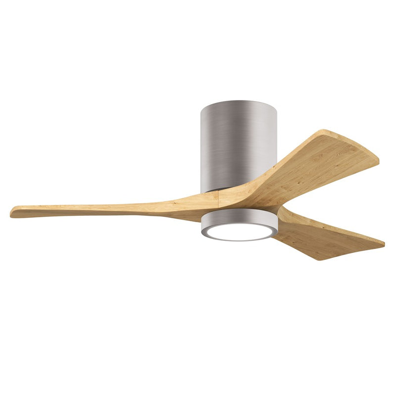Matthews Fans Irene-3HLK 42in 3-Blade LED Ceiling Fan | Contemporary Brushed Nickel and Light Maple Solid Wood Blades | Model IR3HLK-BN-LM-42