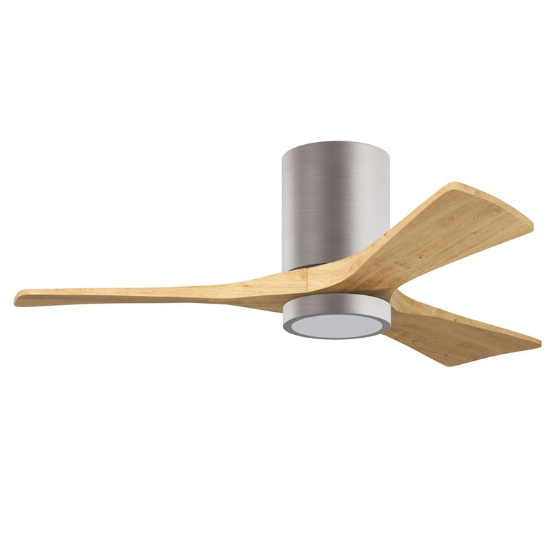 Matthews Fans Irene-3HLK 42in 3-Blade LED Ceiling Fan | Contemporary Brushed Nickel and Light Maple Solid Wood Blades | Model IR3HLK-BN-LM-42