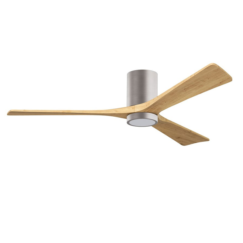 Matthews Fans Irene-3HLK 60in 3-Blade Flush Mount Ceiling Fan | Contemporary Brushed Nickel and Light Maple Wood | Great | Model IR3HLK-BN-LM-60