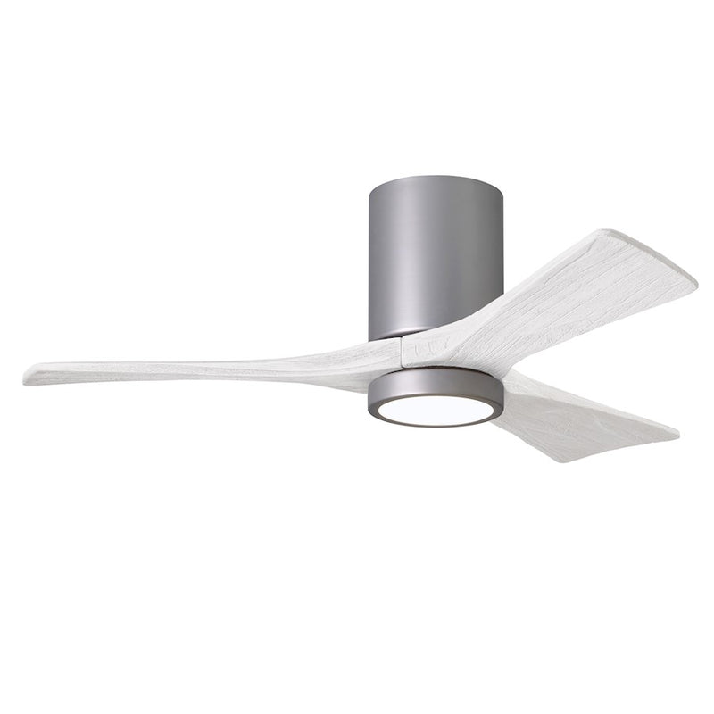 Matthews Fans Irene-3HLK 42in 3-Blade Flush Mount Ceiling Fan | Contemporary Brushed Nickel and Matte White Wood | Bedrooms | Model IR3HLK-BN-MWH-42