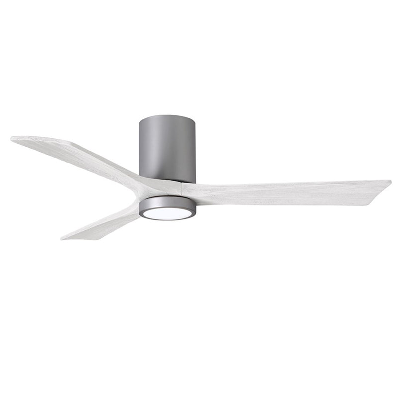 Matthews Fans Irene-3HLK 52in 3-Blade Flush Mount Ceiling Fan | Contemporary Brushed Nickel and Matte White Wood | Bedrooms | Model IR3HLK-BN-MWH-52