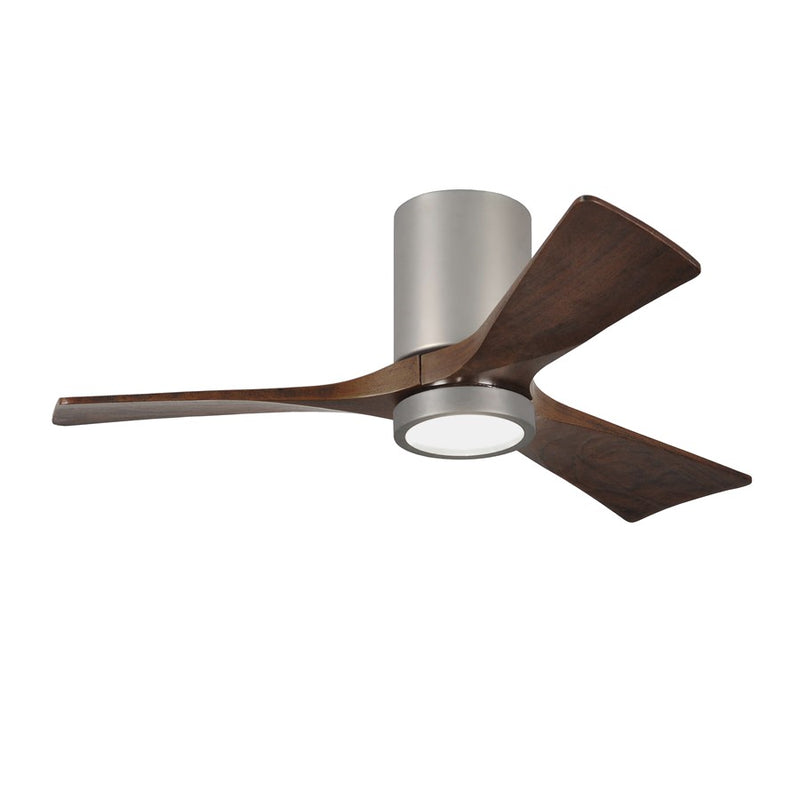 Matthews Fans Irene-3HLK 42in 3-Blade LED Ceiling Fan | Brushed Nickel and Walnut Tone Solid Wood | Bedroom & Home Office | Model IR3HLK-BN-WA-42