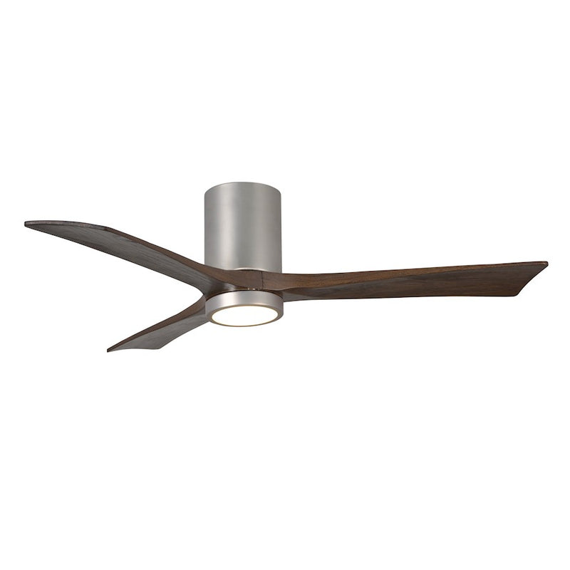 Matthews Fan Atlas Irene-3HLK 52in 3-Blade LED Flush Ceiling Fan | Modern Brushed Nickel and Walnut | Bedroom & Living Room | Model IR3HLK-BN-WA-52