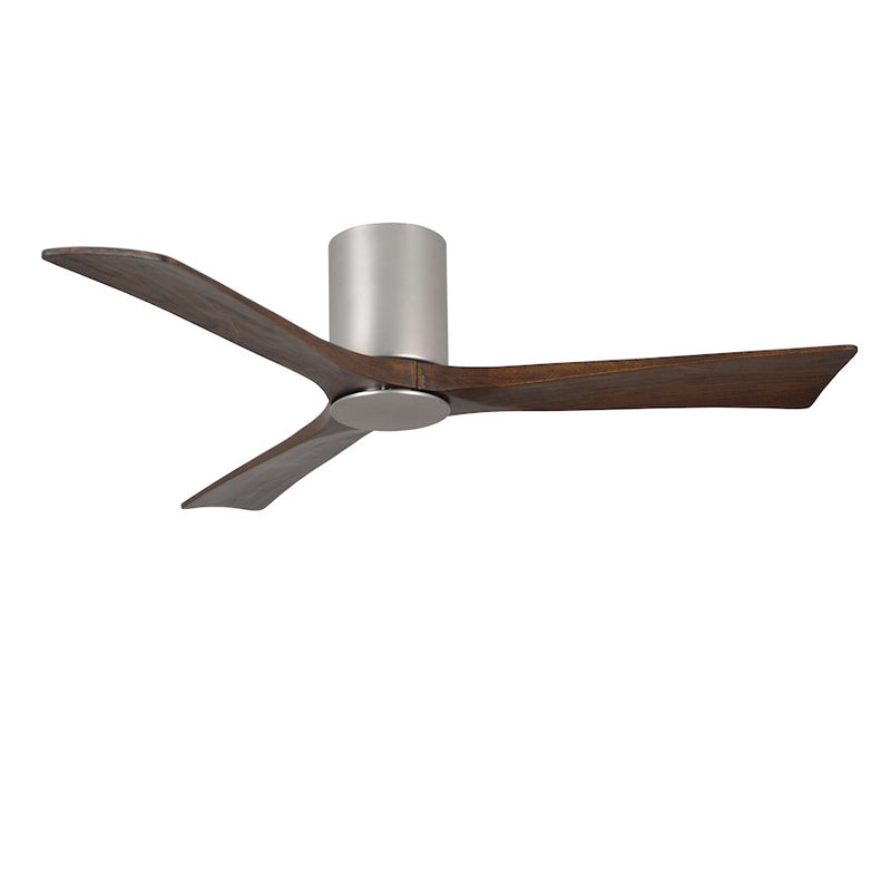 Matthews Fan Atlas Irene-3HLK 52in 3-Blade LED Flush Ceiling Fan | Modern Brushed Nickel and Walnut | Bedroom & Living Room | Model IR3HLK-BN-WA-52