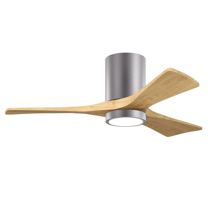 Matthews Fans Irene-3HLK 42in 1-Light Flush Mount Ceiling Fan | Contemporary Brushed Pewter and Light Maple Tone Solid Wood | Model IR3HLK-BP-LM-42