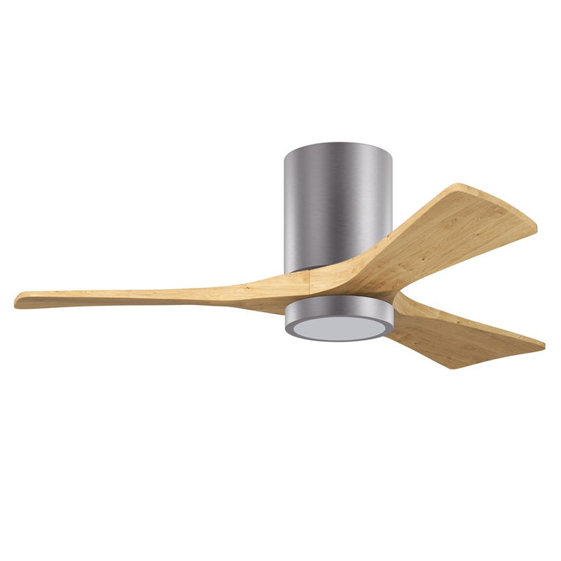 Matthews Fans Irene-3HLK 42in 1-Light Flush Mount Ceiling Fan | Contemporary Brushed Pewter and Light Maple Tone Solid Wood | Model IR3HLK-BP-LM-42