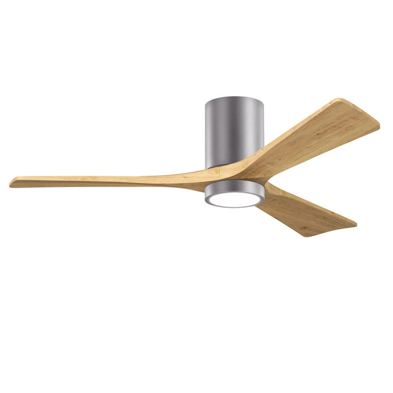 Matthews Fans Irene-3HLK 52in 3-Blade Flush Mount Ceiling Fan | Brushed Pewter and Light Maple Wood | Living Room & Bedroom | Model IR3HLK-BP-LM-52