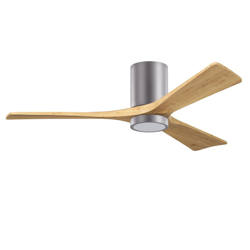 Matthews Fans Irene-3HLK 52in 3-Blade Flush Mount Ceiling Fan | Brushed Pewter and Light Maple Wood | Living Room & Bedroom | Model IR3HLK-BP-LM-52