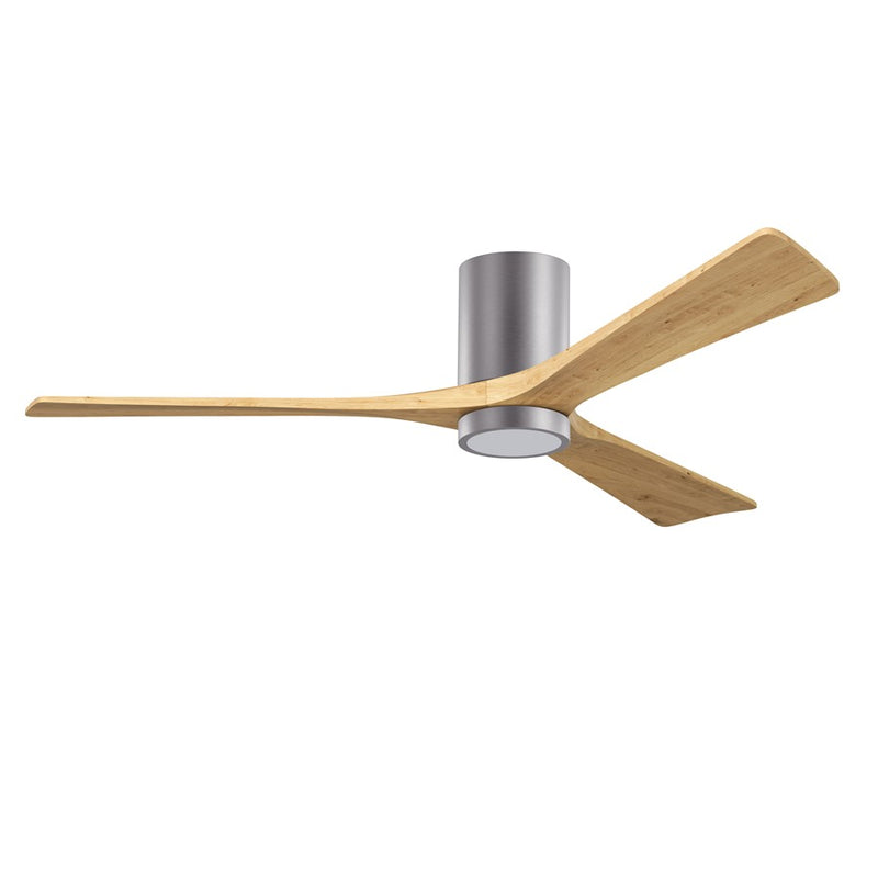 Matthews Fans Irene-3HLK 60in 3-Blade Flush Mount Ceiling Fan | Brushed Pewter and Light Maple Wood | Great Room & Open | Model IR3HLK-BP-LM-60