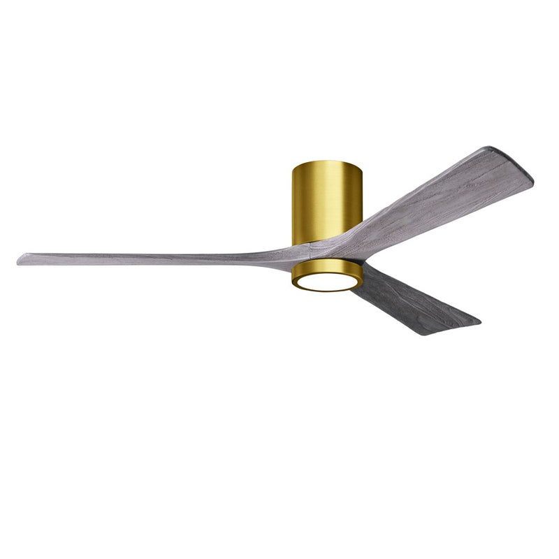 Matthews Fans Irene-3HLK 60in 1-Light LED Ceiling Fan | Contemporary Brushed Brass and Barnwood Solid Wood | Great Room | Model IR3HLK-BRBR-BW-60