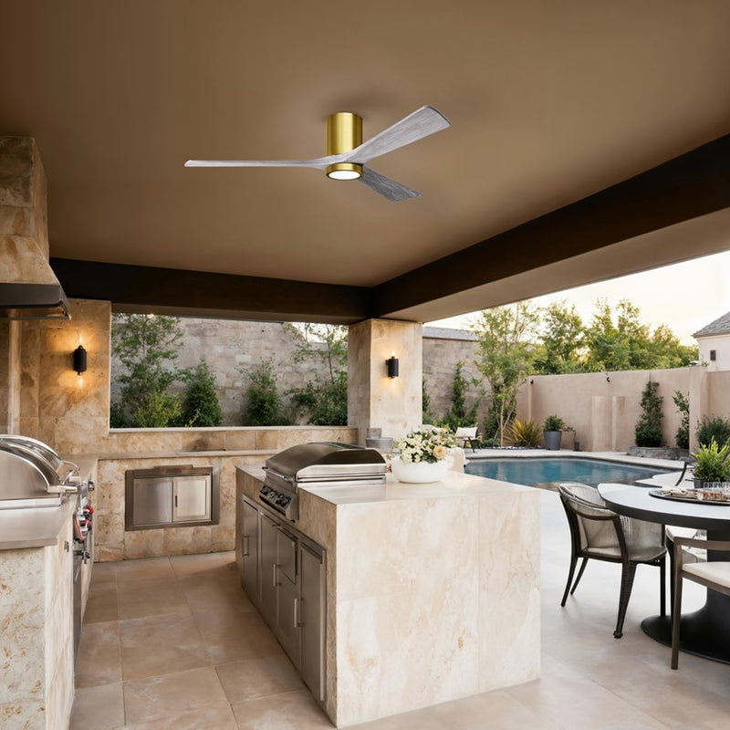 Matthews Fans Irene-3HLK 60in 1-Light LED Ceiling Fan | Contemporary Brushed Brass and Barnwood Solid Wood | Great Room | Model IR3HLK-BRBR-BW-60