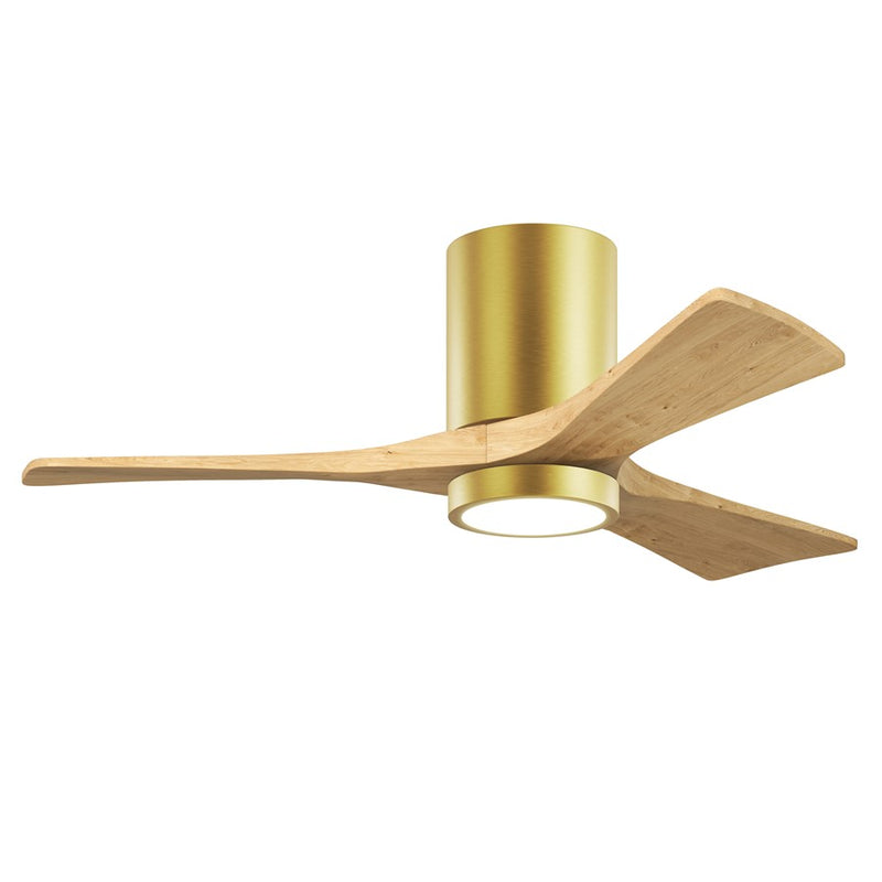 Matthews Fans Irene-3HLK 42in 1-Light LED Ceiling Fan | Contemporary Brushed Brass and Light Maple Solid Wood | Bedroom | Model IR3HLK-BRBR-LM-42
