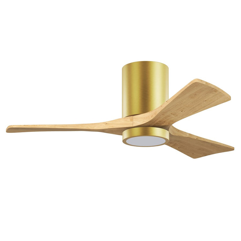 Matthews Fans Irene-3HLK 42in 1-Light LED Ceiling Fan | Contemporary Brushed Brass and Light Maple Solid Wood | Bedroom | Model IR3HLK-BRBR-LM-42