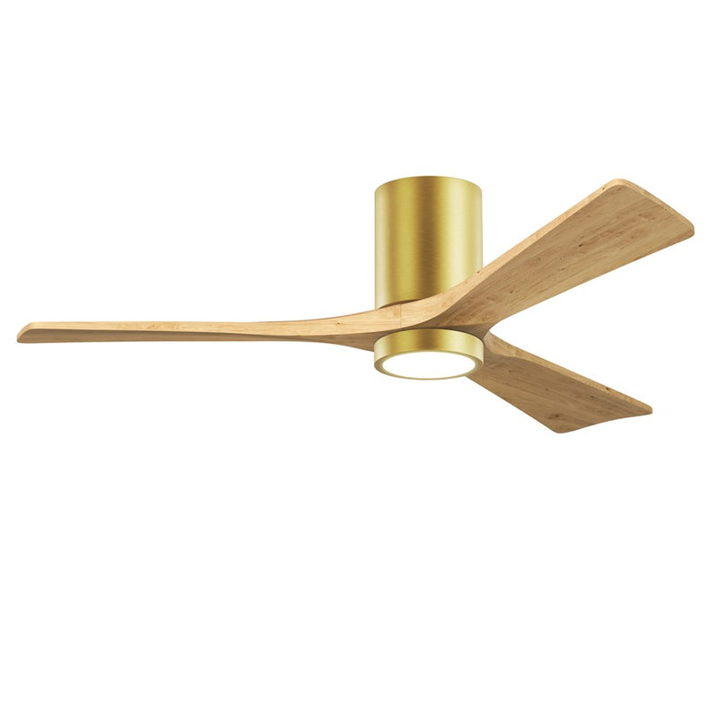 Matthews Fans Irene-3HLK 52in 1-Light LED Ceiling Fan | Contemporary Brushed Brass and Light Maple Solid Wood | Living Room | Model IR3HLK-BRBR-LM-52