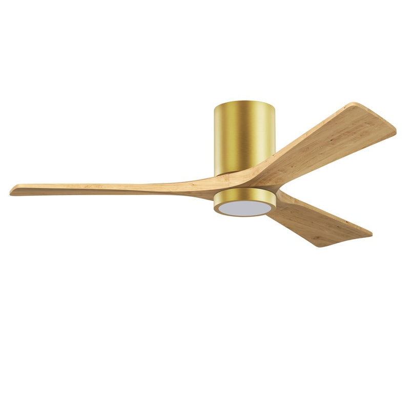 Matthews Fans Irene-3HLK 52in 1-Light LED Ceiling Fan | Contemporary Brushed Brass and Light Maple Solid Wood | Living Room | Model IR3HLK-BRBR-LM-52