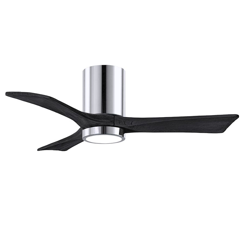 Matthews Fans Irene-3HLK 42in 3-Blade LED Ceiling Fan | Contemporary Polished Chrome and Matte Black Wood Blades | Bedroom | Model IR3HLK-CR-BK-42