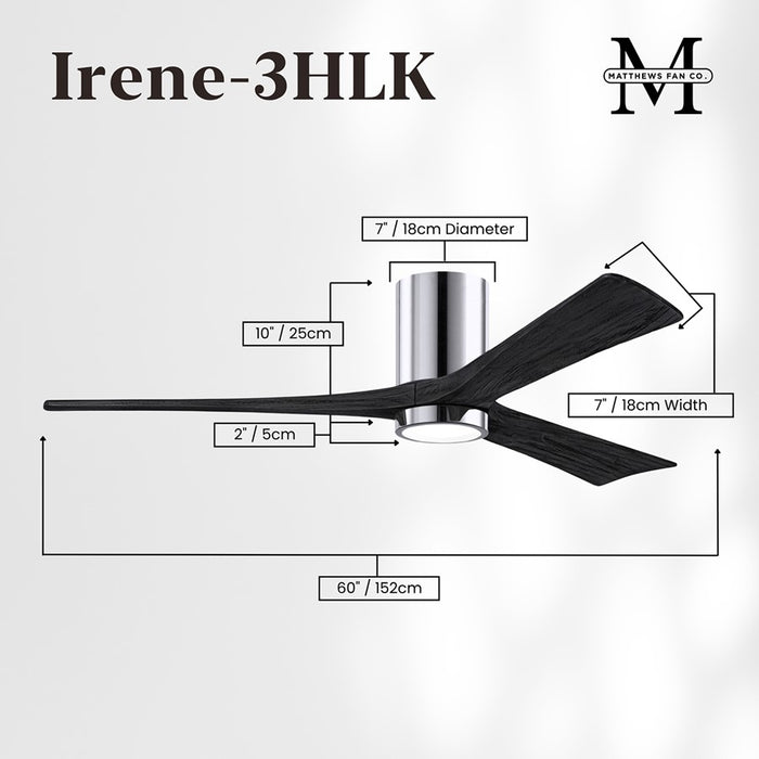 Matthews Fans Fan Irene-3HLK 60" 3 Blade LED, Polished Chrome