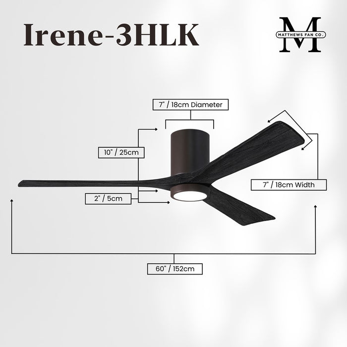 Matthews Fans Fan Irene-3HLK 60" 3 Blade LED, Textured Bronze