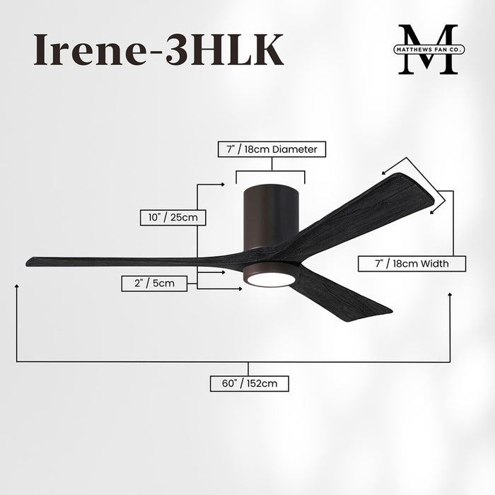 Matthews Fans Fan Irene-3HLK 60" 3 Blade LED, Textured Bronze