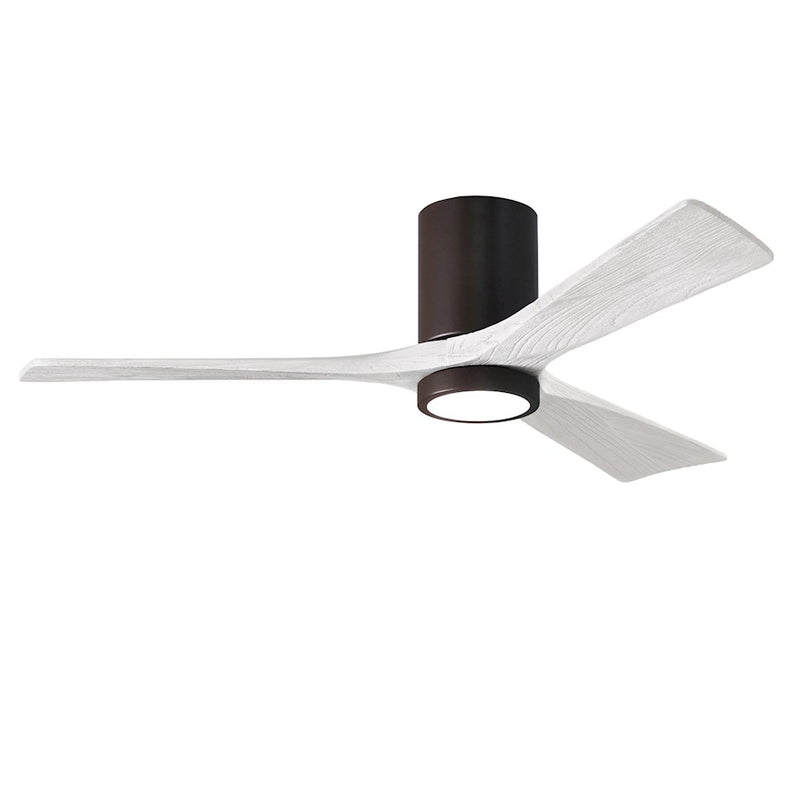 Matthews Fan Irene-3HLK 52in 3-Blade Flush Mount Ceiling Fan | Textured Bronze and Matte White Wood | Living Room & Covered | Model IR3HLK-TB-MWH-52