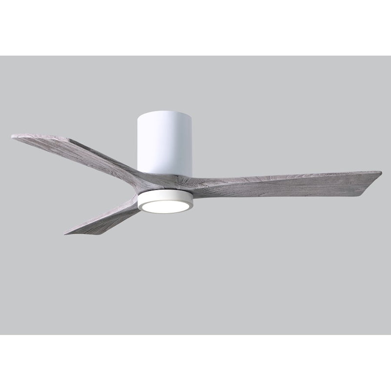 Matthews Fan Irene-HLK 52in 3-Blade LED Hugger Ceiling Fan | Gloss White and Barn Wood Solid Wood | Bedroom & Living Room | Model IR3HLK-WH-BW-52