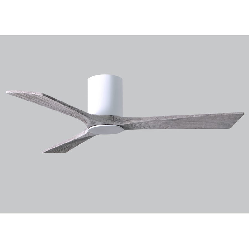 Matthews Fan Irene-HLK 52in 3-Blade LED Hugger Ceiling Fan | Gloss White and Barn Wood Solid Wood | Bedroom & Living Room | Model IR3HLK-WH-BW-52