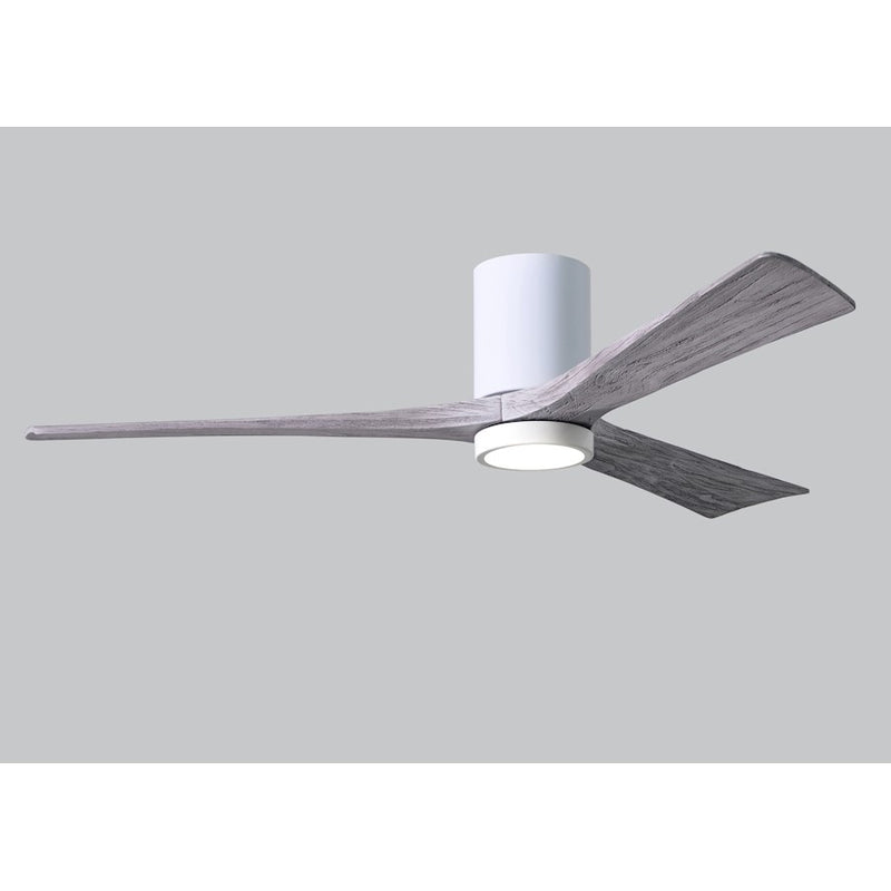 Matthews Fan Irene-HLK 60in 3-Blade LED Hugger Ceiling Fan | Gloss White and Barn Wood Solid Wood | Bedroom & Living Room | Model IR3HLK-WH-BW-60