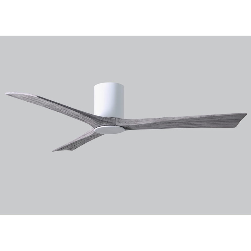 Matthews Fan Irene-HLK 60in 3-Blade LED Hugger Ceiling Fan | Gloss White and Barn Wood Solid Wood | Bedroom & Living Room | Model IR3HLK-WH-BW-60