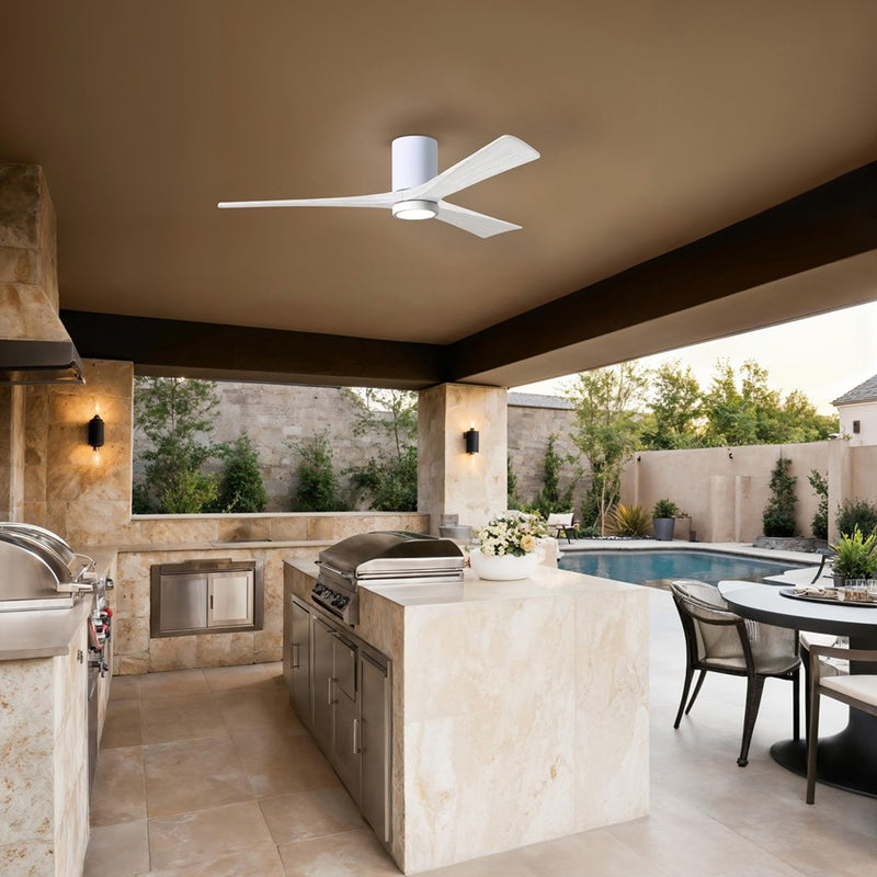 Matthews Fans Irene-3HLK 60in 3-Blade LED Ceiling Fan | Contemporary Gloss White and Matte White Wood | Great Room | Model IR3HLK-WH-MWH-60