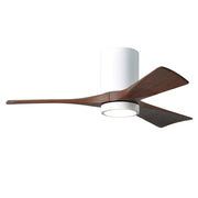 Matthews Fan Irene-HLK 42in 3-Blade LED Hugger Ceiling Fan | Gloss White and Walnut Solid Wood | Bedroom & Living Room | Model IR3HLK-WH-WA-42