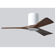 Matthews Fan Irene-HLK 42in 3-Blade LED Hugger Ceiling Fan | Gloss White and Walnut Solid Wood | Bedroom & Living Room | Model IR3HLK-WH-WA-42