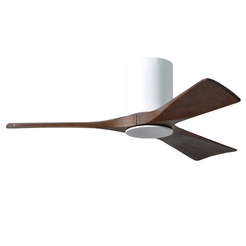 Matthews Fan Irene-HLK 42in 3-Blade LED Hugger Ceiling Fan | Gloss White and Walnut Solid Wood | Bedroom & Living Room | Model IR3HLK-WH-WA-42