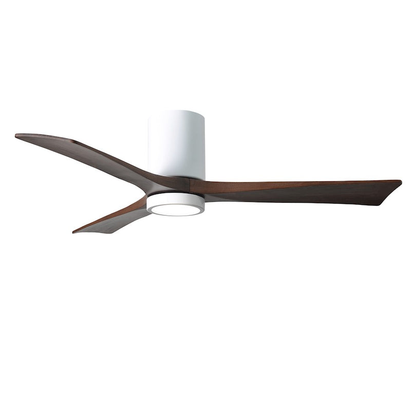 Matthews Fan Irene-HLK 52in 3-Blade LED Hugger Ceiling Fan | Gloss White and Walnut Solid Wood | Bedroom & Living Room | Model IR3HLK-WH-WA-52