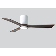 Matthews Fan Irene-HLK 52in 3-Blade LED Hugger Ceiling Fan | Gloss White and Walnut Solid Wood | Bedroom & Living Room | Model IR3HLK-WH-WA-52