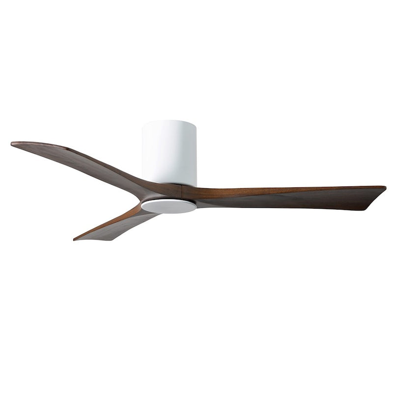 Matthews Fan Irene-HLK 52in 3-Blade LED Hugger Ceiling Fan | Gloss White and Walnut Solid Wood | Bedroom & Living Room | Model IR3HLK-WH-WA-52