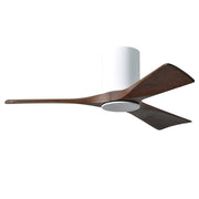 Matthews Fan Irene-HLK 60in 3-Blade LED Hugger Ceiling Fan | Gloss White and Walnut Tone Solid Wood | Bedroom & Living Room | Model IR3HLK-WH-WA-60