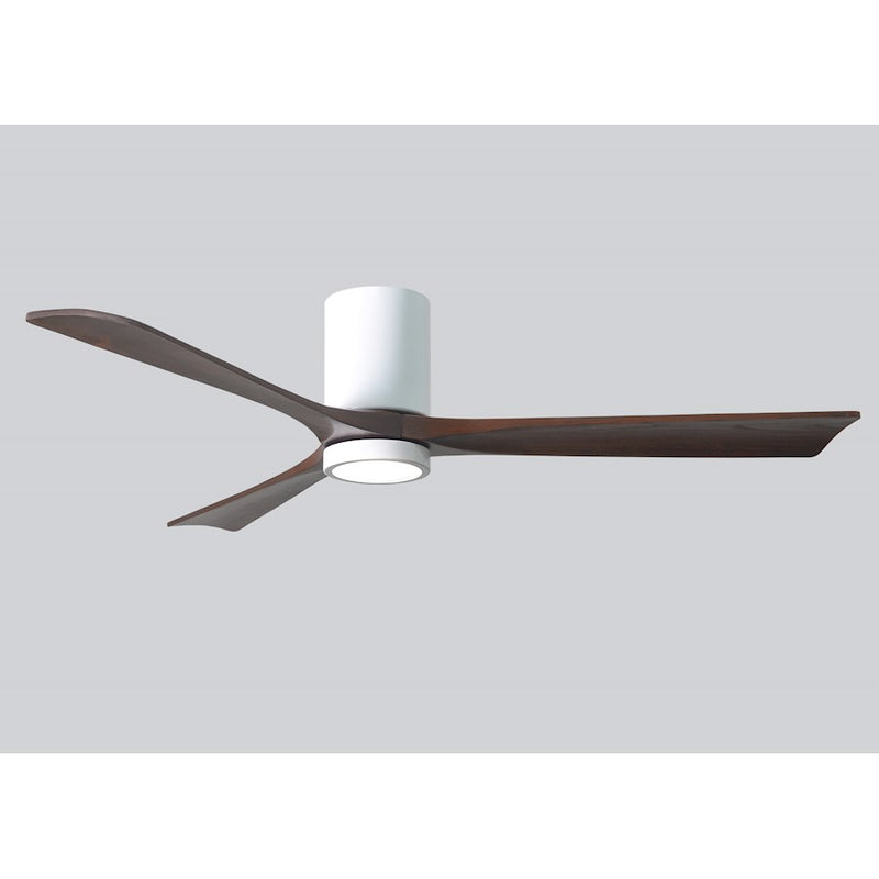 Matthews Fan Irene-HLK 60in 3-Blade LED Hugger Ceiling Fan | Gloss White and Walnut Tone Solid Wood | Bedroom & Living Room | Model IR3HLK-WH-WA-60