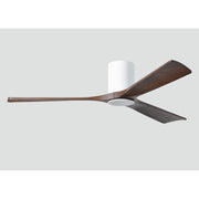 Matthews Fan Irene-HLK 60in 3-Blade LED Hugger Ceiling Fan | Gloss White and Walnut Tone Solid Wood | Bedroom & Living Room | Model IR3HLK-WH-WA-60
