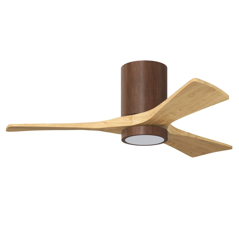 Matthews Fans Irene-3HLK 42in 3-Blade Flush Mount Ceiling Fan | Walnut and Light Maple Solid Wood Blades | Bedroom & Kitchen | Model IR3HLK-WN-LM-42
